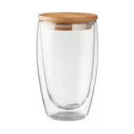   Cana din sticla, 450 ml, capac din bambus, Everestus, 9IA19224, transparent