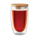 Cana din sticla, 450 ml, capac din bambus, Everestus, 9IA19224, transparent