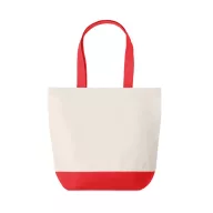   Geanta de plaja cu baza si manere colorate, Everestus, 20IAN399, Bumbac, Rosu