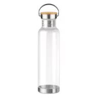   Sticla de apa 800 ml cu baza din otel si capac din bambus, Everestus, 20IAN295, Tritan, Transparent
