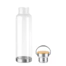 Sticla de apa 800 ml cu baza din otel si capac din bambus, Everestus, 20IAN295, Tritan, Transparent