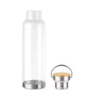   Sticla de apa 800 ml cu baza din otel si capac din bambus, Everestus, 20IAN295, Tritan, Transparent