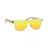   Ochelari de soare cu lentile tip oglinda, Everestus, 20IAN017, Bambus, Galben
