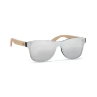   Ochelari de soare cu lentile tip oglinda, Everestus, 20IAN016, Bambus, Argintiu