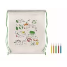 Sacosa cu 5 markere, Everestus, 2601E14380, 28x35 cm, Material netesut, Verde lime