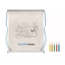 Sacosa cu 5 markere, Everestus, 2601E14379, 28x35 cm, Material netesut, Albastru copil