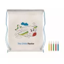 Sacosa cu 5 markere, Everestus, 2601E14379, 28x35 cm, Material netesut, Albastru copil