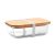 Caserola pranz, 900 ml, 20x15x6 cm, Everestus, 20SEP0111, Sticla, Bambus, Transparent