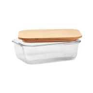   Caserola pranz, 900 ml, 20x15x6 cm, Everestus, 20SEP0111, Sticla, Bambus, Transparent