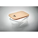 Caserola pranz, 900 ml, 20x15x6 cm, Everestus, 20SEP0111, Sticla, Bambus, Transparent