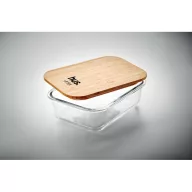   Caserola pranz, 900 ml, 20x15x6 cm, Everestus, 20SEP0111, Sticla, Bambus, Transparent