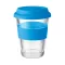 Cana de voiaj din sticla, 350 ml, cu capac din silicon, Everestus, 20IAN346, Albastru