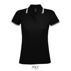   Tricou Polo Dama, 42FEB233716, Pasadena Women, Bumbac, Feminin, Negru, Alb, L