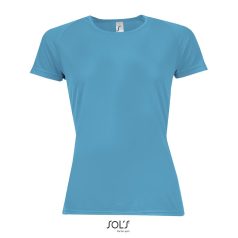 SPORTY-WOMEN TSHIRT- 140g, Polyester, Aqua, TWIN, XS