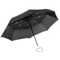   Umbrela de buzunar automata antivant 97 cm, ax metalic, negru, alb, Everestus, UA43SE, fibra de sticla, poliester