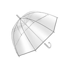   Umbrela transparenta 101 cm, maner curbat, transparent si argintiu, Everestus, UC01BE, metal, poe