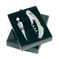   Set accesorii vin, tirbuson si dop, Everestus, AWE05, otel inoxidabil, metal, argintiu, negru