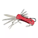 Briceag de buzunar cu 12 functii, aluminiu, otel inoxidabil, Everestus, BMU030, rosu