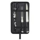 Set 4 cutite de bucatarie, 36 x 9 x 2,7 cm, Everestus, 20SEP0958, Otel, Plastic, Nylon, Argintiu, Negru