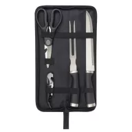   Set 4 cutite de bucatarie, 36 x 9 x 2,7 cm, Everestus, 20SEP0958, Otel, Plastic, Nylon, Argintiu, Negru