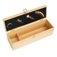   Set accesorii vin, 5 piese, 2509E14373, Everestus, 36x11.5x11.5 cm, Bambus, Otel, Natur