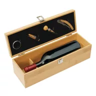   Set accesorii vin, 5 piese, 2509E14373, Everestus, 36x11.5x11.5 cm, Bambus, Otel, Natur