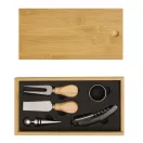 Set accesorii vin, 2410E25511, Everestus, 24.5 x 13 x 3.3 cm, Bambus, Argintiu, Maro