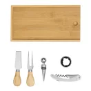 Set accesorii vin, 2410E25511, Everestus, 24.5 x 13 x 3.3 cm, Bambus, Argintiu, Maro