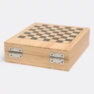   Set accesorii vin cu joc de sah, 2401E14472, Everestus, 17x14x4.5 cm, Bambus, Otel, Maro