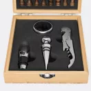 Set accesorii vin cu joc de sah, 2401E14472, Everestus, 17x14x4.5 cm, Bambus, Otel, Maro