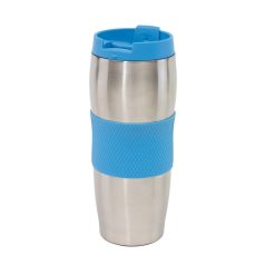   Cana de voiaj cu perete dublu, 380 ml, Everestus, ALT01, otel inoxidabil, silicon, plastic, albastru, argintiu