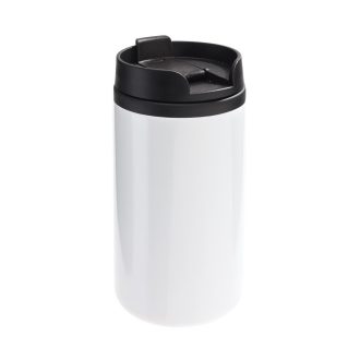   Cana de voiaj 290 ml, perete dublu, Everestus, 20IAN1527, Alb, Otel, Plastic