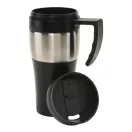 Cana termos 400 ml cu maner, Everestus, 20IAN2485, Argintiu, Negru, Plastic, Otel