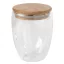 Cana de voiaj cu perete dublu, 350 ml, ⌀8,5 x 11,5 cm, Everestus, 20SEP0951, Sticla, Bambus, Maro, Transparent