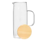 Carafa 1200 ml, 2401E14317, Everestus, Ø8.8x22.5 cm, Sticla, Bambus, Maro