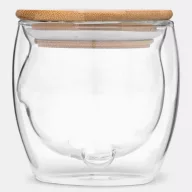   Cana 250 ml, 2401E14410, Everestus, Ø9.3x9 cm, Sticla, Bambus, Maro, Transparent
