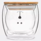Cana 250 ml, 2401E14410, Everestus, Ø9.3x9 cm, Sticla, Bambus, Maro, Transparent