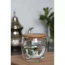 Cana 250 ml, 2401E14410, Everestus, Ø9.3x9 cm, Sticla, Bambus, Maro, Transparent