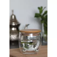   Cana 250 ml, 2401E14410, Everestus, Ø9.3x9 cm, Sticla, Bambus, Maro, Transparent
