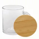 Cana 330 ml, 2401E14310, Everestus, Ø8x9.5 cm, Sticla, Bambus, Transparent