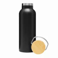   Termos 500 ml, 2401E14482, Everestus, Ø7.2x22.3 cm, Otel, Bambus, Negru