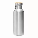 Termos 500 ml, 2401E14484, Everestus, Ø7.2x22.3 cm, Otel, Bambus, Argintiu