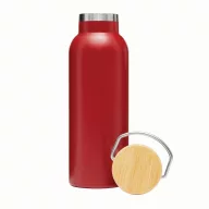   Termos 500 ml, 2401E14486, Everestus, Ø7.2x22.3 cm, Otel, Bambus, Rosu
