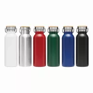   Termos 500 ml, 2401E14486, Everestus, Ø7.2x22.3 cm, Otel, Bambus, Rosu