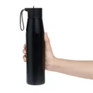 Sticla de apa, Everestus, 2610E18435, 700 ml, Ø6.6x26 cm, Otel, Plastic, Negru