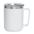 Cana de voiaj, Everestus, 2610E18479, 400 ml, Ø8.7x11.8 cm, Otel, Plastic, Alb