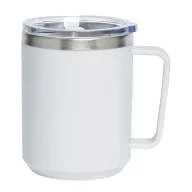   Cana de voiaj, Everestus, 2610E18479, 400 ml, Ø8.7x11.8 cm, Otel, Plastic, Alb