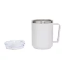 Cana de voiaj, Everestus, 2610E18479, 400 ml, Ø8.7x11.8 cm, Otel, Plastic, Alb