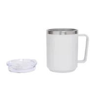   Cana de voiaj, Everestus, 2610E18479, 400 ml, Ø8.7x11.8 cm, Otel, Plastic, Alb