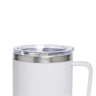   Cana de voiaj, Everestus, 2610E18479, 400 ml, Ø8.7x11.8 cm, Otel, Plastic, Alb